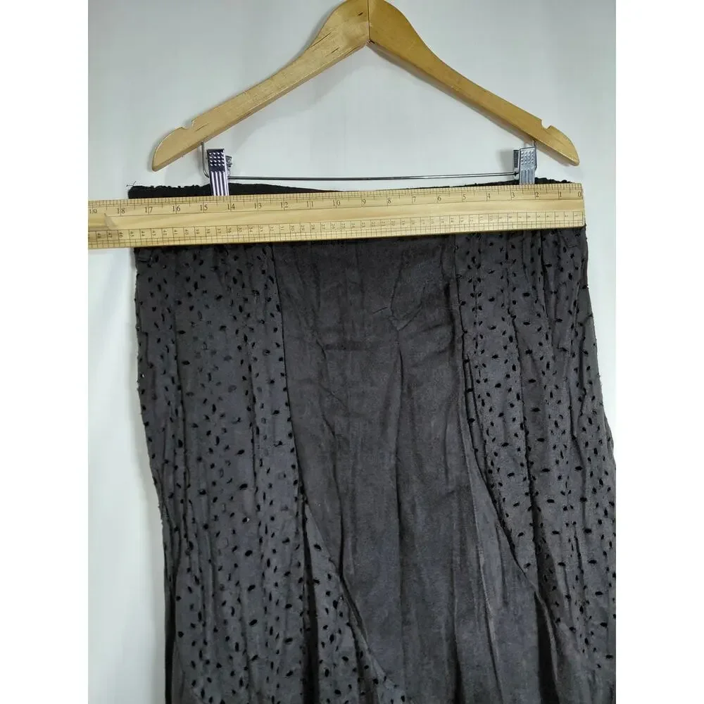 Pretty Angel Silk Blend Black Asymmetric Casual Skirt Women Size L